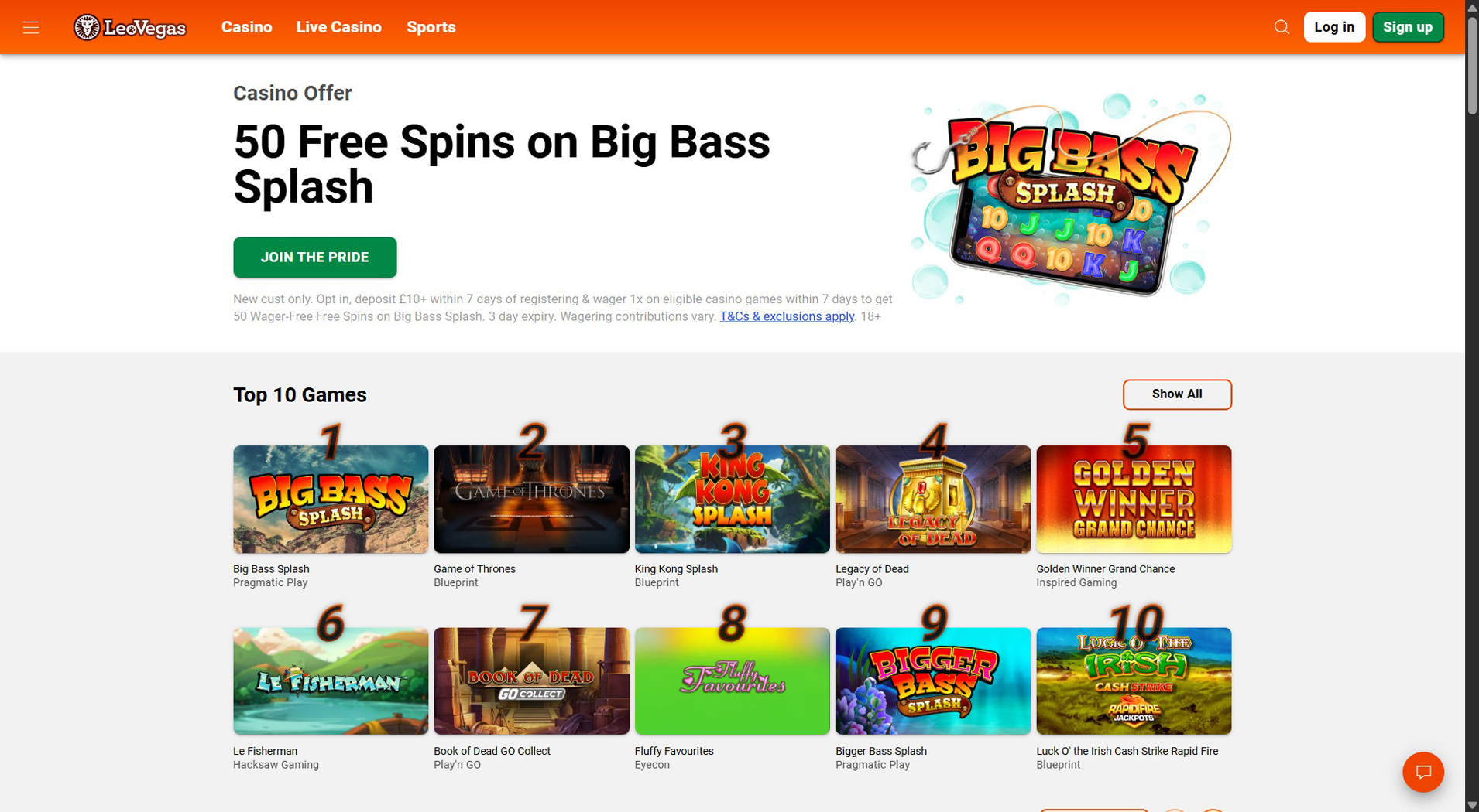 9. LeoVegas- Facile configurazione del casinò OVO